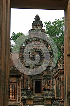 Looking towards Banteay Srei through a doorway