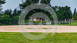 looking in towards Homeplate of this baseball field from center field