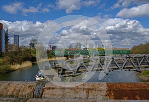 Looking towards Stratford from River Lea in East London