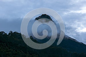 Looking towards the summit of Adam's Peak (Sri Pada) in Sri Lanka.