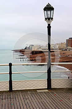 Looking at the town of Worthing from its pier. photo