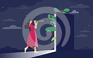 Looking in unknown future concept