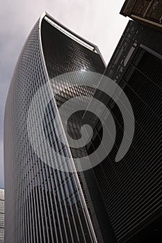 Looking up at 20 Fenchurch Street skyscraper in the City of London