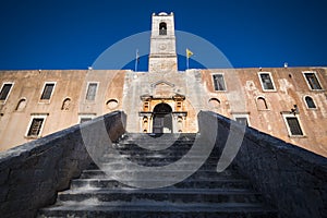 Looking up at the Agia Triada Monastery on Crete