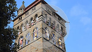 Looking up at Cardiff castle clock tower