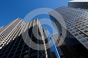 Looking Up At Downtown Chicago Skyscraper Buildings