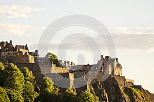 Looking up at Edinburgh Castle