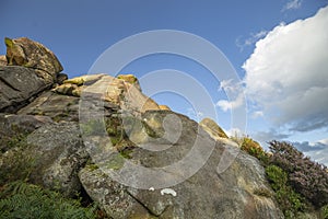 Looking Up into Gritstone Rocks in Peak District