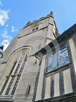 Looking up the Guild Chapel Tower