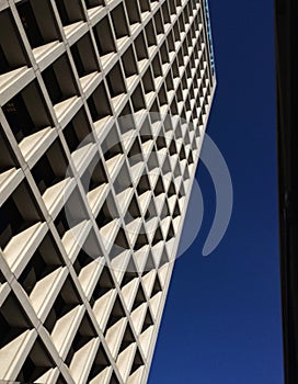 Looking up at high rise building