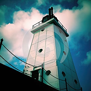 Looking up at the Ludington, Michigan Lighthouse.