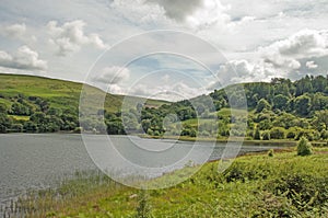 Looking up at the main dam in the Elan valley of Wales.