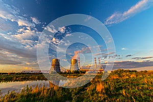 Power plant in the evening
