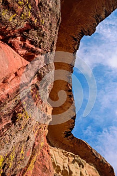 Looking up at Mushroom Rock in the Golden Gate Highlands National Park