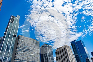 An upwards view of Residential South Loop Chicago Skyscrapers