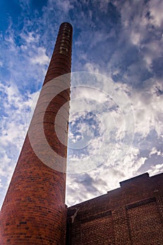 Looking up at the old Pensupreme Power Smokestack in York, Pennsylvania.