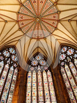 The ornate ceiling of York Minster