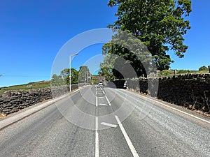Looking up, Otley Road in, East Morton, Yorkshire, UK photo