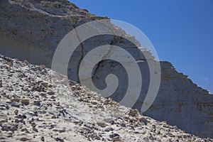 Looking up at the rock face from the Rosh Hanikra Grottoes