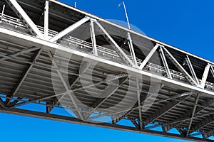 Looking up at the span section of San Francisco - Oakland Bay Bridge