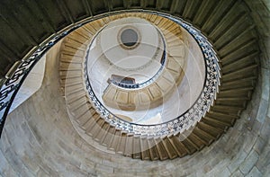 Looking up at the spiral staircase in Saint Paul`s cathedral, London