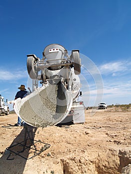 Looking Up at Spout of a Cement Truck - Vertical