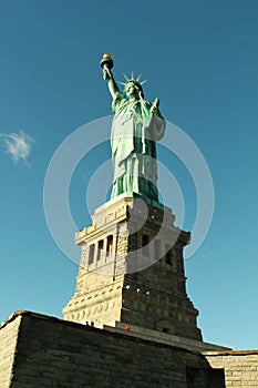 Looking up at the Statue of Liberty