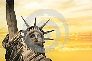 Looking up at the Statute of Liberty