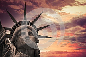 Looking up at the Statute of Liberty