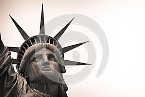 Looking up at the Statute of Liberty