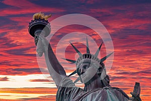 Looking up at the Statute of Liberty