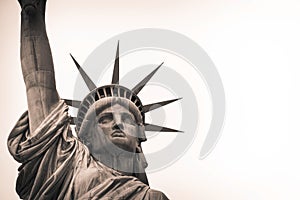 Looking up at the Statute of Liberty