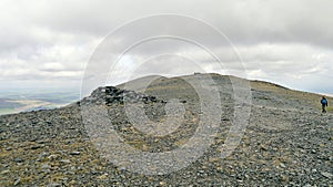 Looking up a stony Skiddaw ridge, Lake District