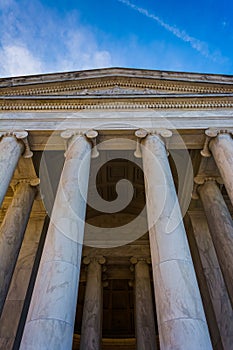 Looking up at the Thomas Jefferson Memorial, in Washington, DC.