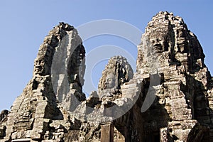 Looking up to Bayon Temple, Cambodia