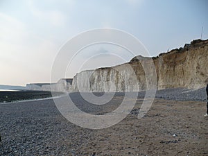 Looking up to the enormous cliffs of Dover