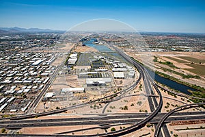 Looking west from above the Loop 101-Loop 202 interchange