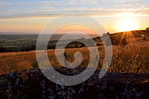 Looking west from the Mendip Hills as the sun sets