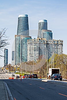 Looking West At The One World Towers In Mississauga, Ontario