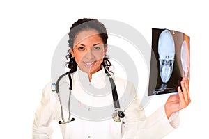 Looking at an x-ray.