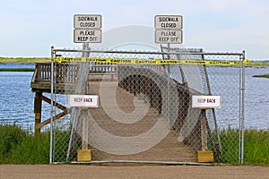 A lookout boardwalk closed due to safety issues