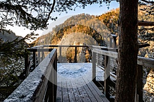 Lookout in Kvacianska valley in Slovakia during winter season