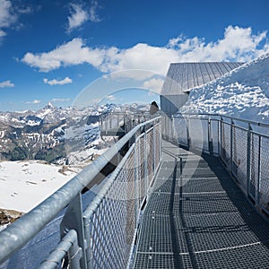 Lookout platform at nebelhorn summit, allgau alps