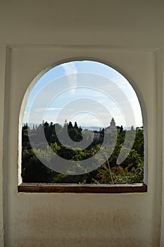 Lookout Point inside Generalife Gardens Adjacent to the Alhambra in Granada, Spain