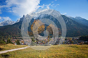 Lookout point over mittenwald town, place for meditation