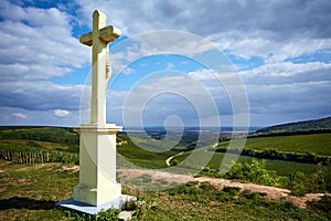 Lookout point on the top of ÃârdÃÂ¶gÃÂ¡rok vineyard. Landscape in Villany, Hungary photo