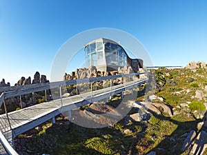 Lookout at Summit of Mt Kunanyi Mt Wellington above Hobart Tasmania