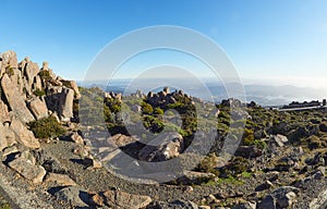 Lookout at Summit of Mt Kunanyi Mt Wellington above Hobart Tasmania