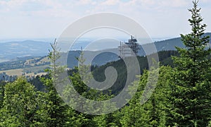 Lookout tower Stezka v oblacich/trail in the clouds in Dolni Morava in Kralovsky Sneznik mountains