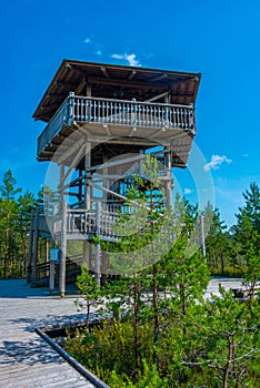 Lookout tower at Viru bog national park in Estonia